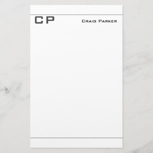 Modern Monogram Professional Plain Minimalist Stationery
