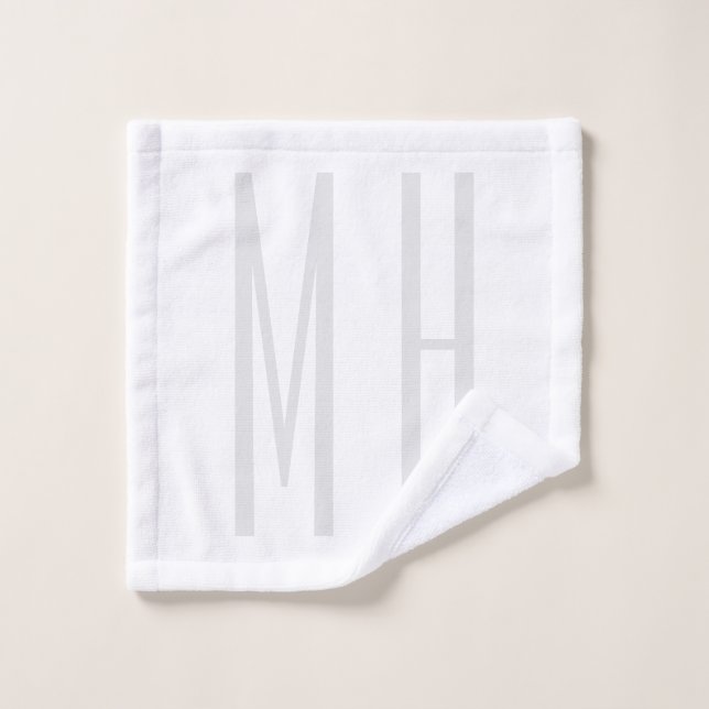 Modern Monogram Professional Plain Minimalist Wash Cloth (Wash Cloth)