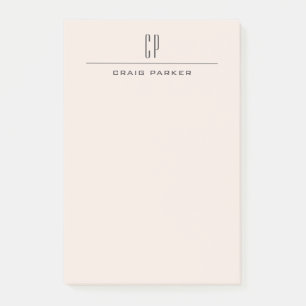 Modern Monogram Professional Plain Pastel Colour Post-it Notes