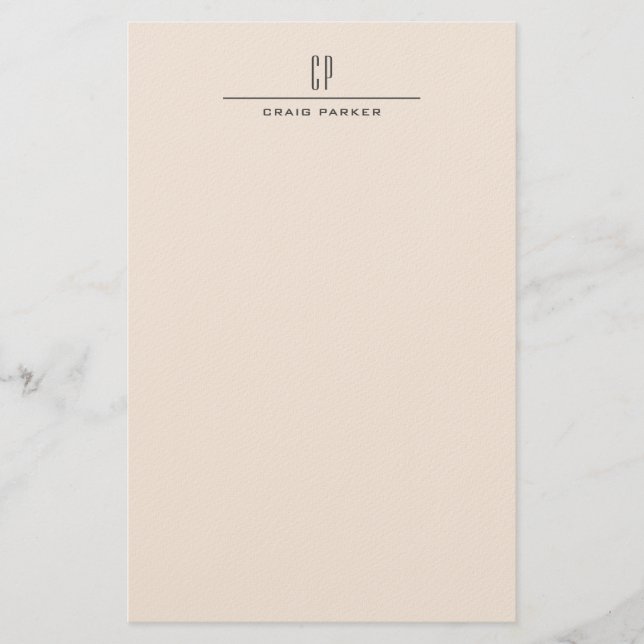 Modern Monogram Professional Plain Pastel Colour Stationery (Front)