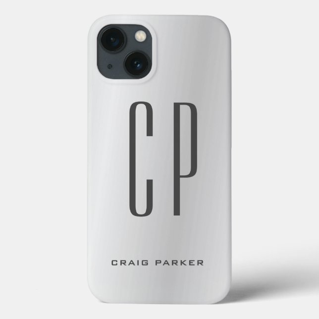 Modern Monogram Professional Plain Silver Grey Case-Mate iPhone Case (Back)
