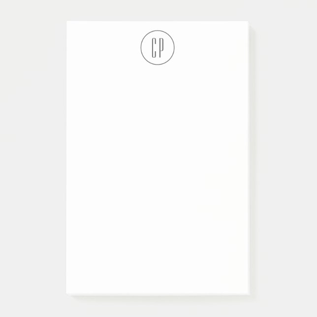 Modern Monogram Professional Plain Simple Initials Post-it Notes (Front)
