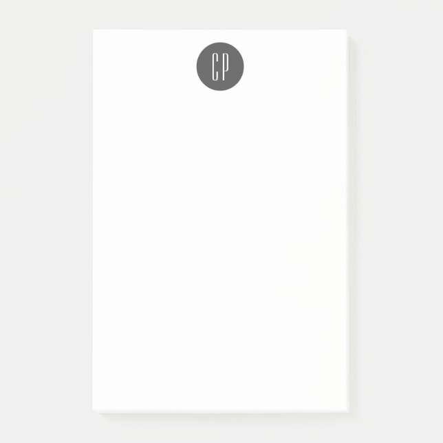 Modern Monogram Professional Plain Simple Initials Post-it Notes (Front)