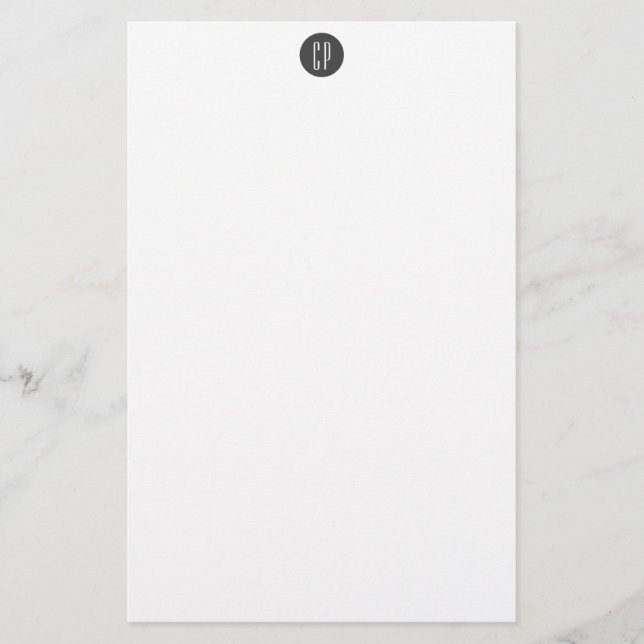 Modern Monogram Professional Plain Simple Initials Stationery (Front)