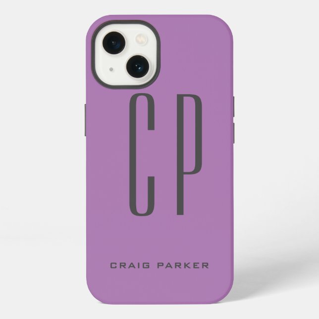 Modern Monogram Professional Plain Simple Lavender iPhone Case (Back)