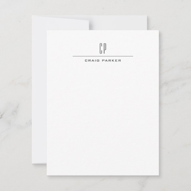 Modern Monogram Professional Plain Simple Minimal Card (Front)