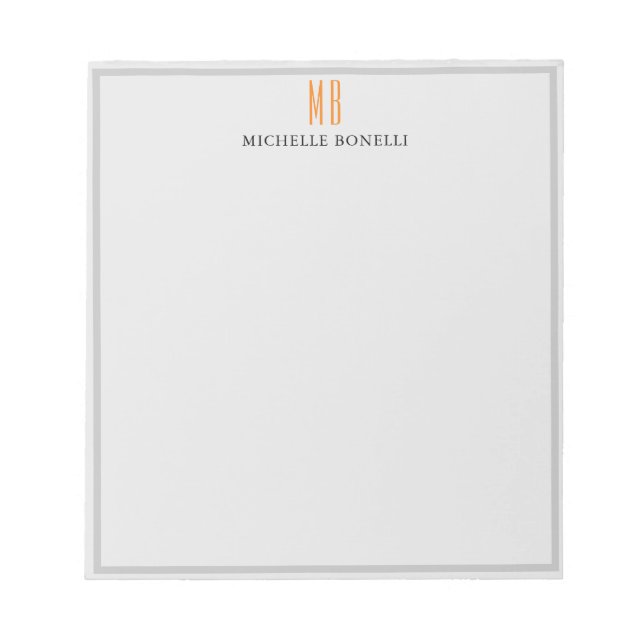 Modern Monogram Professional Plain Simple Minimal Notepad (Front)