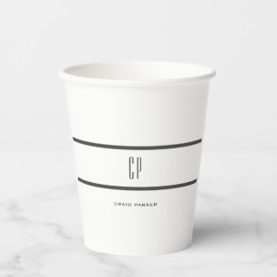 Modern Monogram Professional Plain Simple Minimal Paper Cups