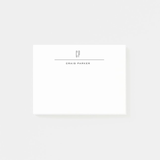 Modern Monogram Professional Plain Simple Minimal Post-it Notes (Front)