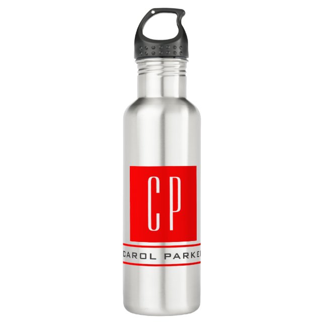 Modern Monogram Professional Plain Simple Name 710 Ml Water Bottle (Front)
