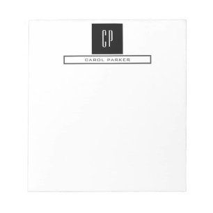 Modern Monogram Professional Plain Simple Name Notepad