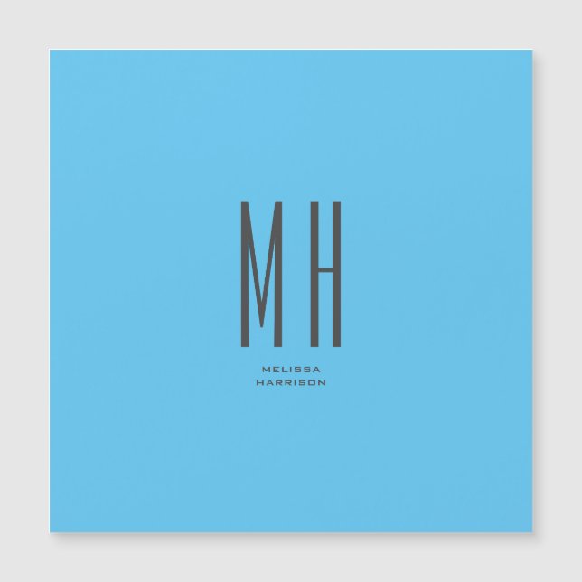 Modern Monogram Professional Plain Simple Sky Blue (Front)