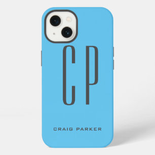 Modern Monogram Professional Plain Simple Sky Blue iPhone 13 Case