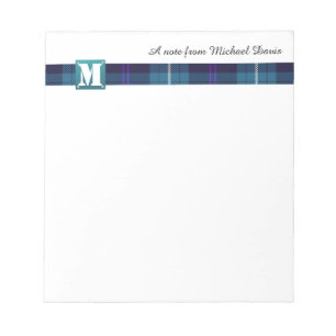 Modern Monogram Professional Script Name Tartan Notepad