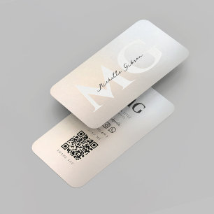 Modern Monogram Professional Silver Gold Marketing Business Card