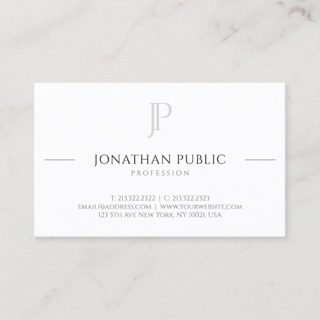Modern Monogram Professional Template Trendy Business Card (Front)