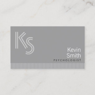 Modern Monogram Psychologist Business Card