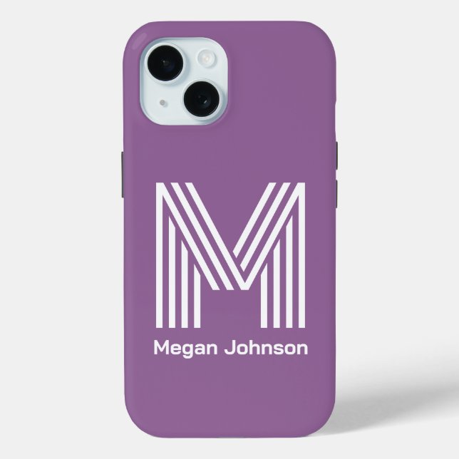 Modern Monogram Purple Case-Mate iPhone Case (Back)