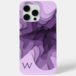 Modern Monogram Purple Violet Elegant Abstract iPhone 15 Pro Max Case