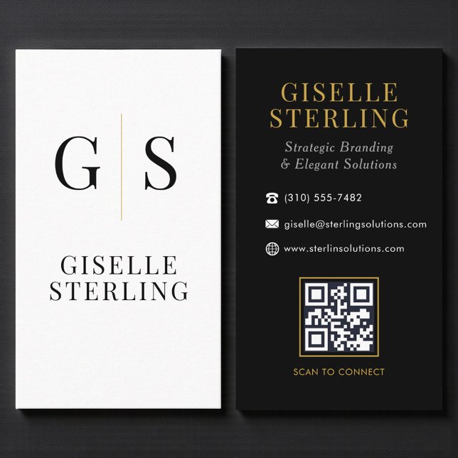 Modern Monogram QR Code Business Card (Creator Uploaded)