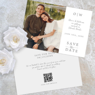 Modern Monogram QR Save the Date