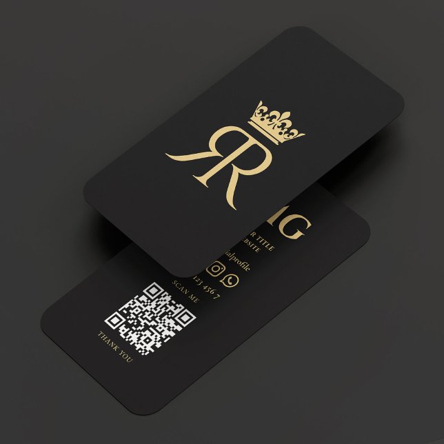 Modern Monogram R Crown Black Luxury Business Card (Modern Monogram R Crown Black Luxury Business Card
)