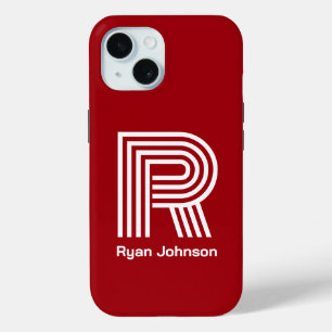 Modern Monogram Red iPhone 15 Case