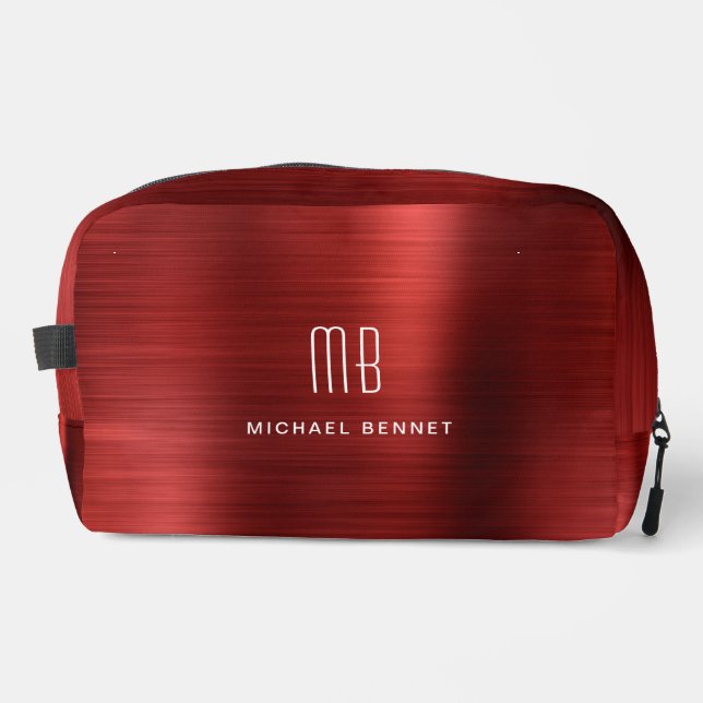 Modern Monogram Red Dopp Kit (Front)