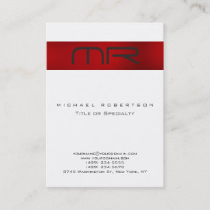 Modern Monogram Red White Clean Business Card
