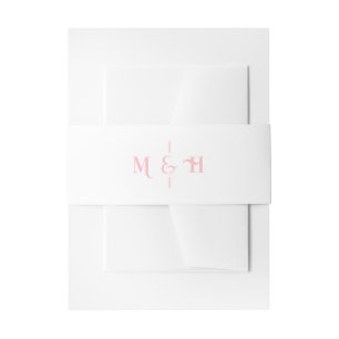 Modern Monogram Retro Pink Wedding Invitation Belly Band