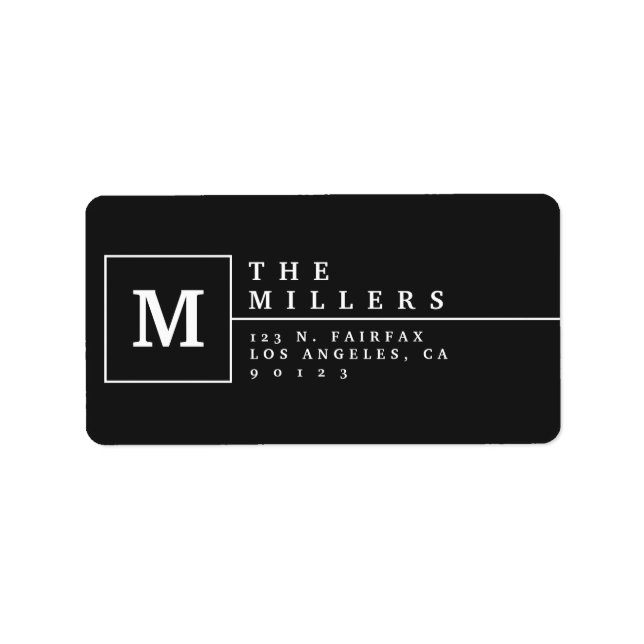 Modern Monogram Return Address | Black & White Label (Front)