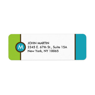 Modern Monogram Return Address Label - Blue/Brown