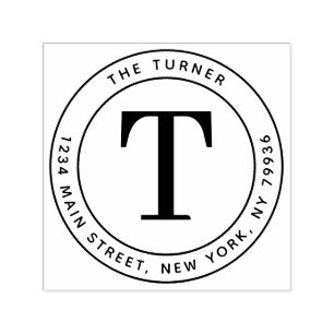Modern Monogram Round Return Address Self-inking Stamp