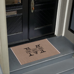 Modern Monogram & Rustic Burlap Effect Doormat