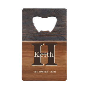 Modern Monogram Rustic Wood Tone Brown