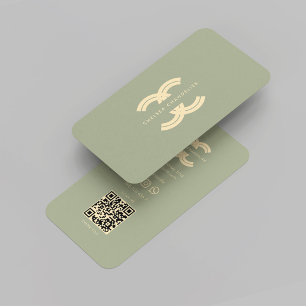 Modern Monogram Sage Gold Logo C Company Business Card