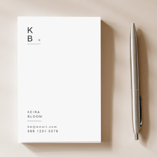Modern Monogram Sage Green Minimal Scandi Post-it Notes