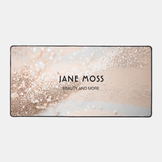 Modern, Monogram, Salon, Glitter (Imitate) Desk Mat (Front)