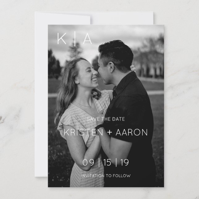 Modern Monogram Save the Date (Front)