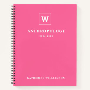Modern Monogram School Subject Student Custom Name Notebook