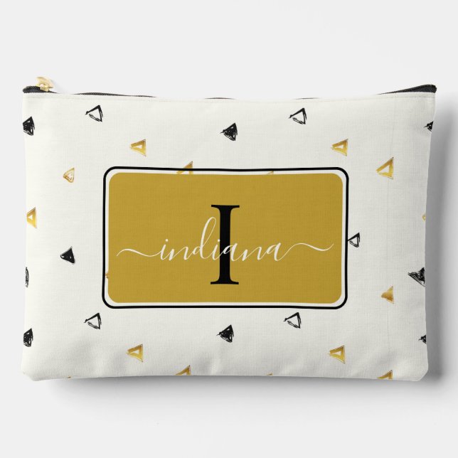 Modern Monogram Script Abstract Pattern Custom Accessory Pouch (Front)