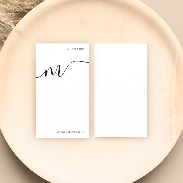 Modern Monogram Script Calligraphy Black White Card (Creator Uploaded)