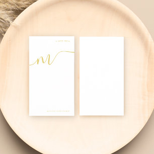 Modern Monogram Script Calligraphy Gold Name Card