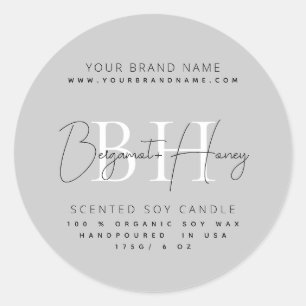 Modern monogram script candle label