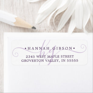 Modern Monogram Script Initials Silver Purple