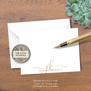 Modern Monogram Script Initials Terracotta Card