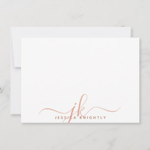 Modern Monogram Script Initials Terracotta Card