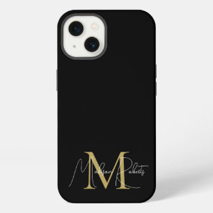 Modern monogram script name logo black iPhone 13 Case