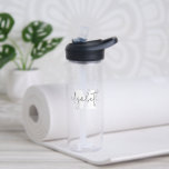 Modern Monogram Script Water Bottle<br><div class="desc">Personalise this clear water bottle with your monogram initial and your first or last name in chic lettering. Great for yourself or give as a gift.</div>
