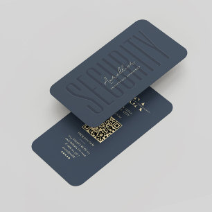 Modern Monogram Security Engineer Dark Blue Business Card